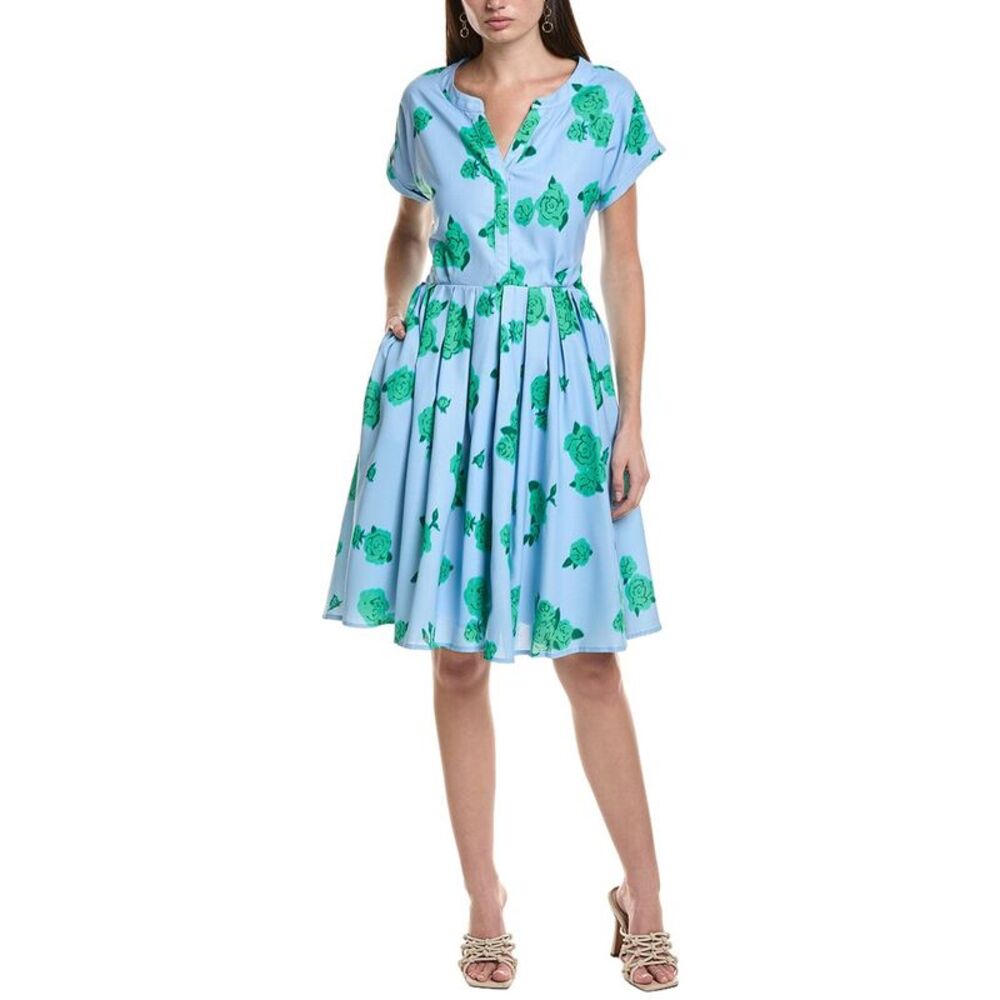 Area Stars Womens  Blue Floral Belted Dress, Blue